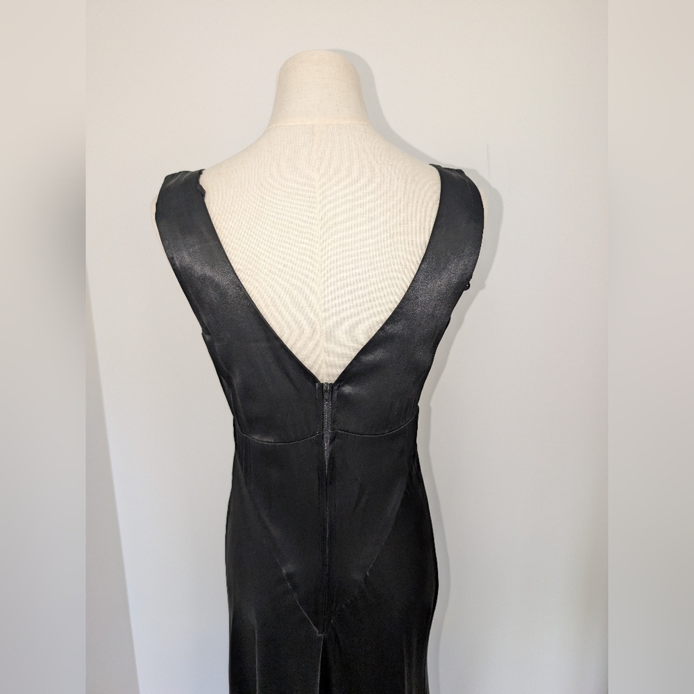 Vintage ALGO Black Satin Maxi Dress - Picture 4 of 11